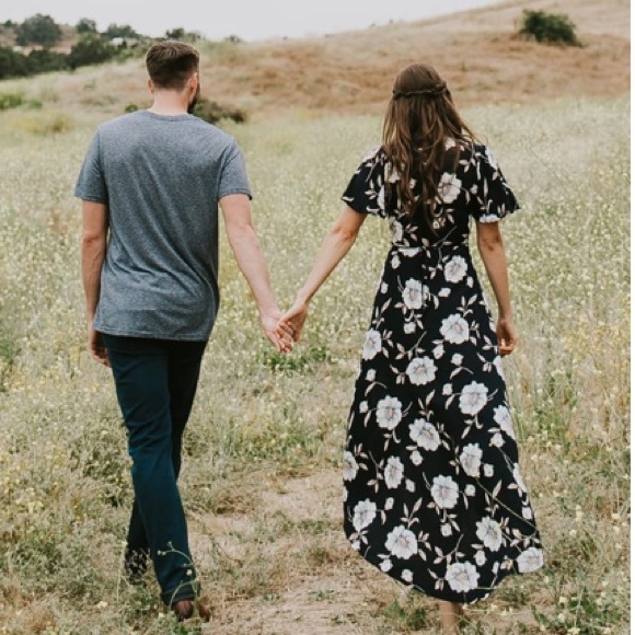Lake Como Navy Blue Floral High-Low Wrap Dress - Picture 3 of 9